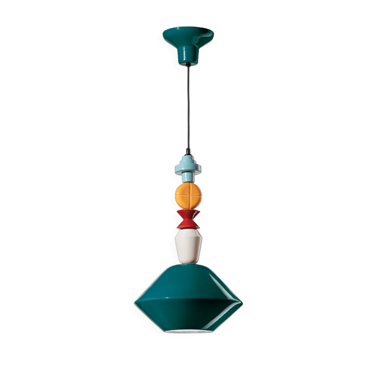 31x55cm petrol green ceramic pendant Lariat - Ferroluce