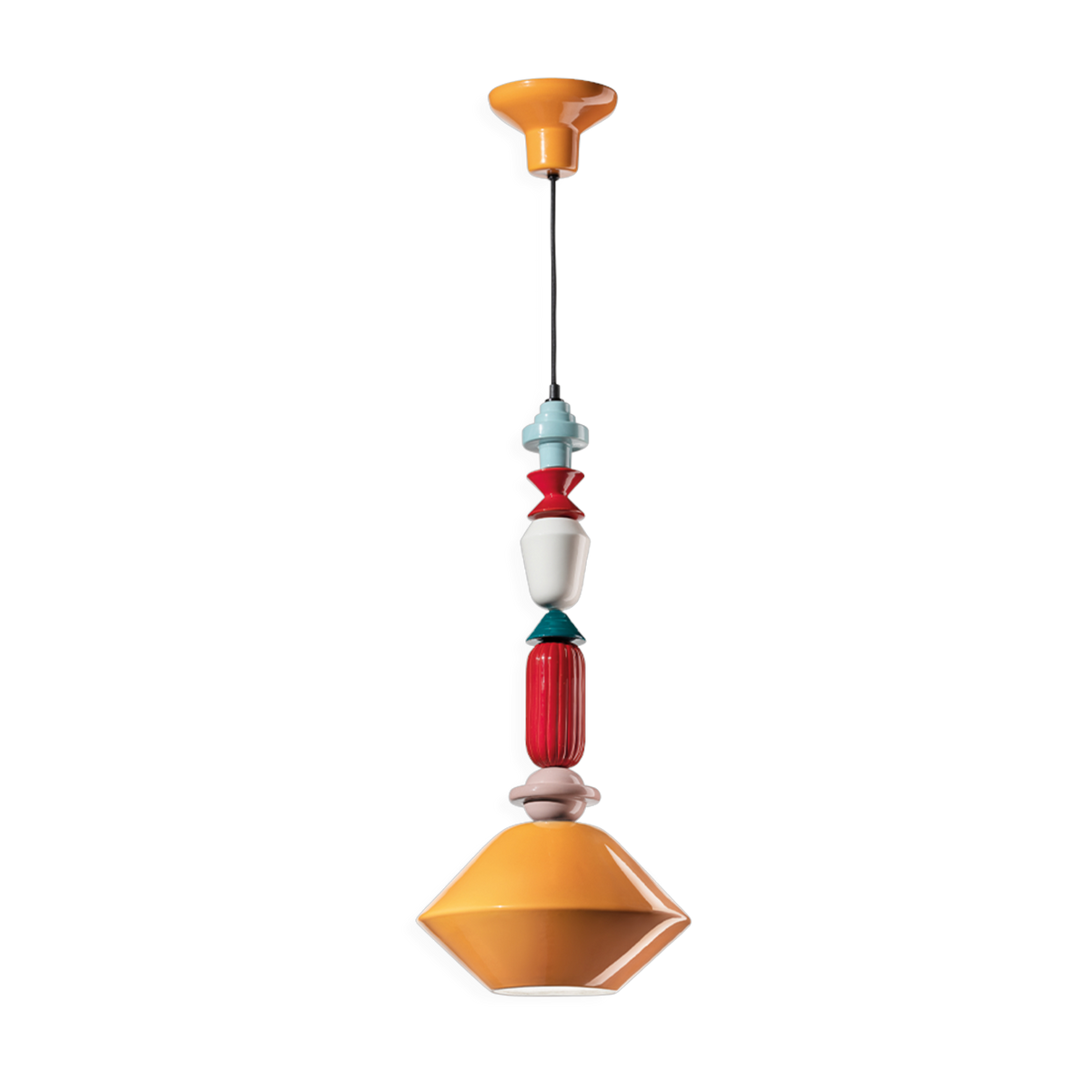 Yellow ceramic pendant lamp 31x70cm Lariat - Ferroluce