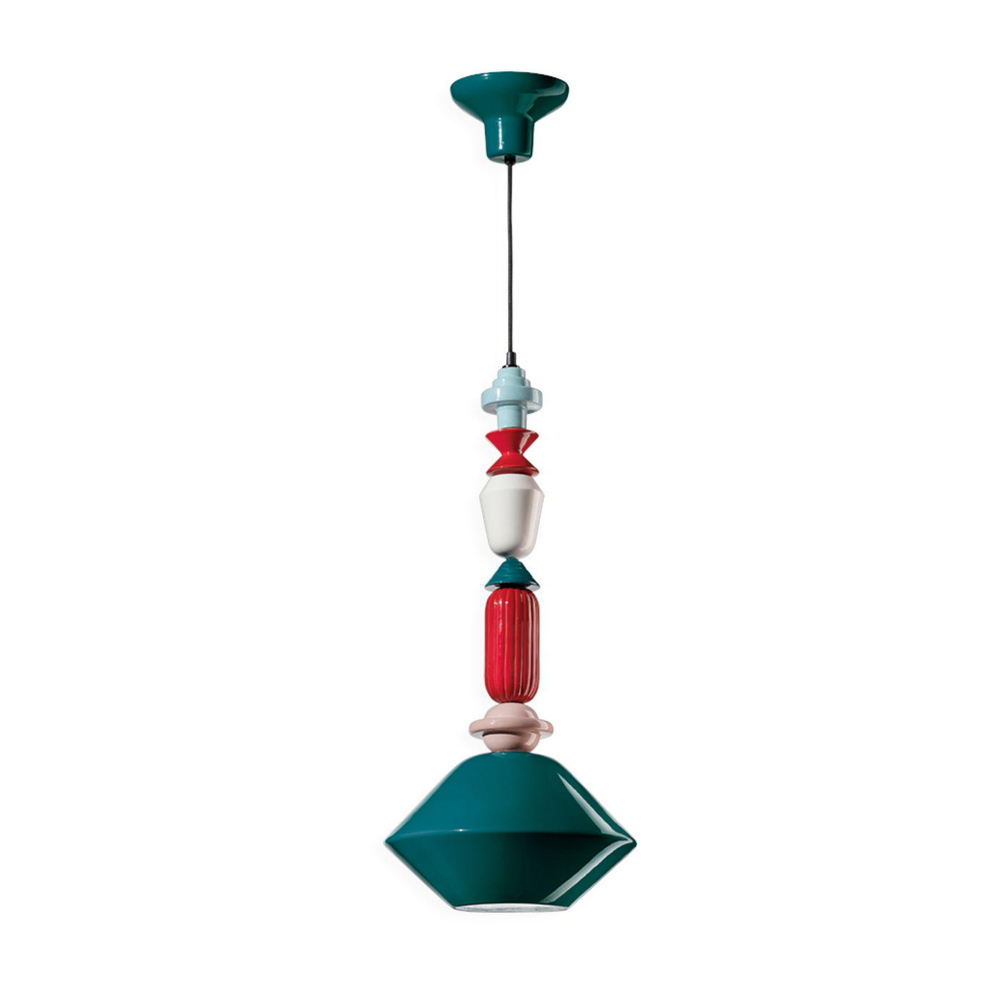 31x70cm Lariat petrol-green ceramic pendant - Ferroluce