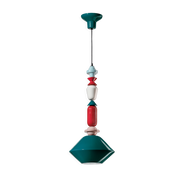 31x70cm Lariat petrol-green ceramic pendant - Ferroluce