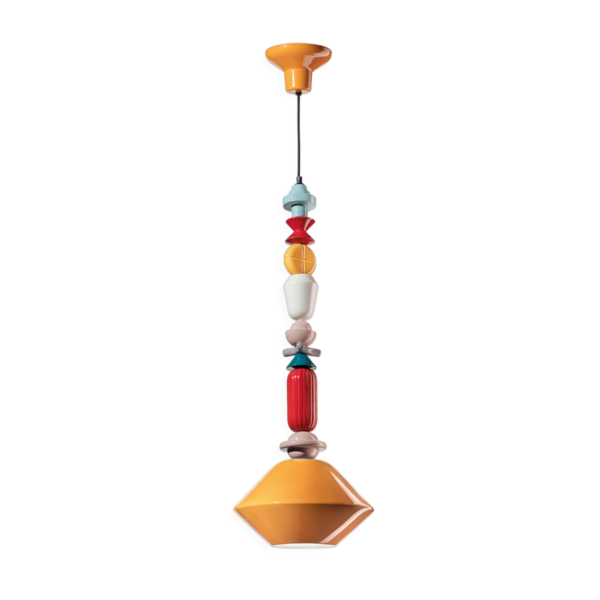 Yellow ceramic pendant lamp 31x87cm Lariat - Ferroluce