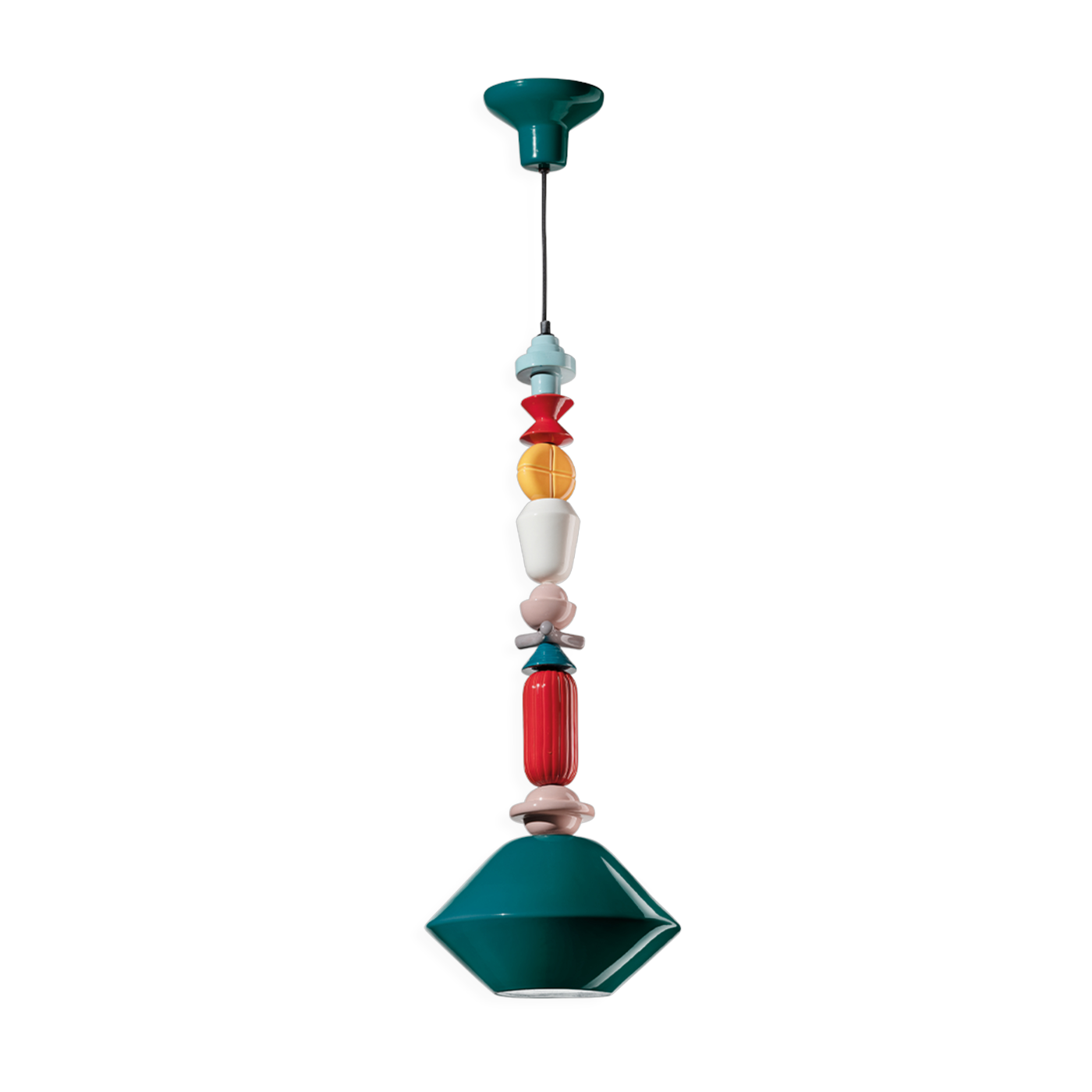 31x87cm Lariat petrol green ceramic pendant - Ferroluce