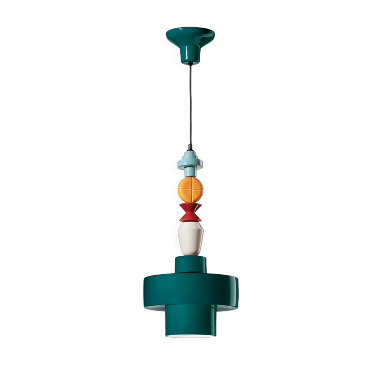 Lariat petrol green ceramic pendant 28x60cm - Ferroluce