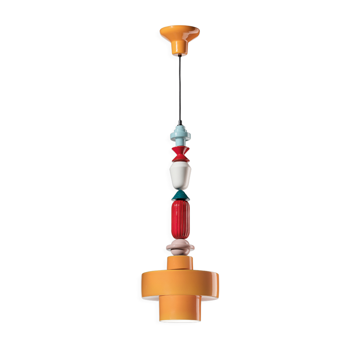 Yellow ceramic pendant 28x74cm Lariat - Ferroluce