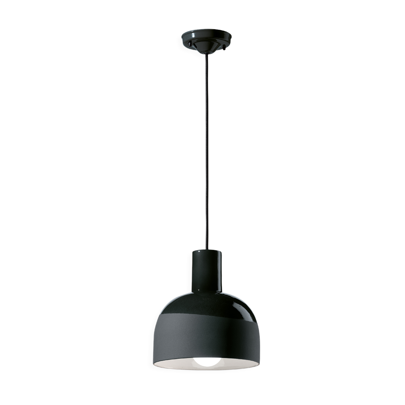 charbon Lampada a sospensione in ceramica nera 22, 5x26, 5 cm Caxixi Ferroluce
