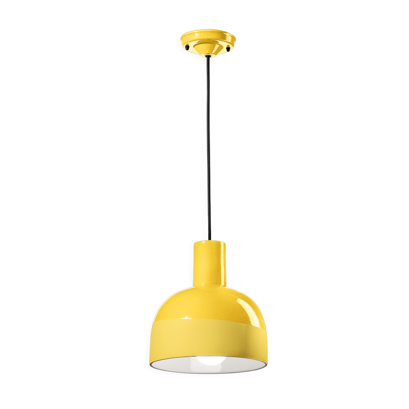 Lampada a sospensione in ceramica giallo limone 22, 5x26, 5 cm Caxixi - Ferroluce