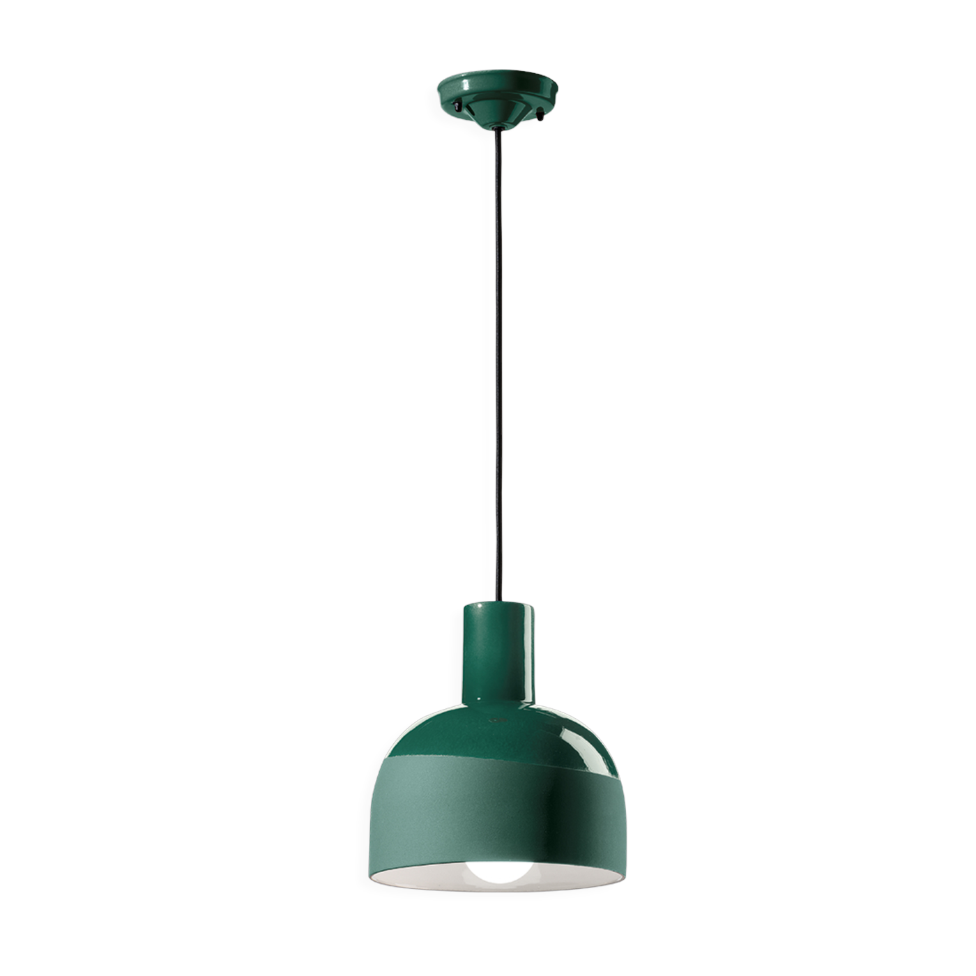 Lampada a sospensione in ceramica verde bottiglia 22, 5x26, 5 cm Caxixi - Ferroluce