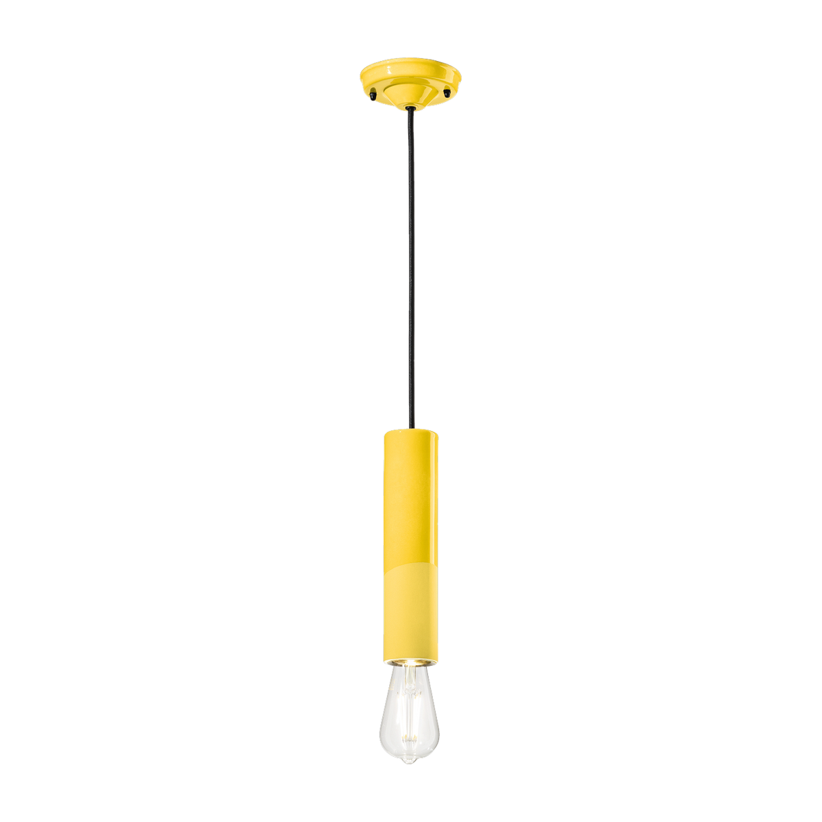 Suspension en céramique jaune citron 5,5x25cm PI - Ferroluce