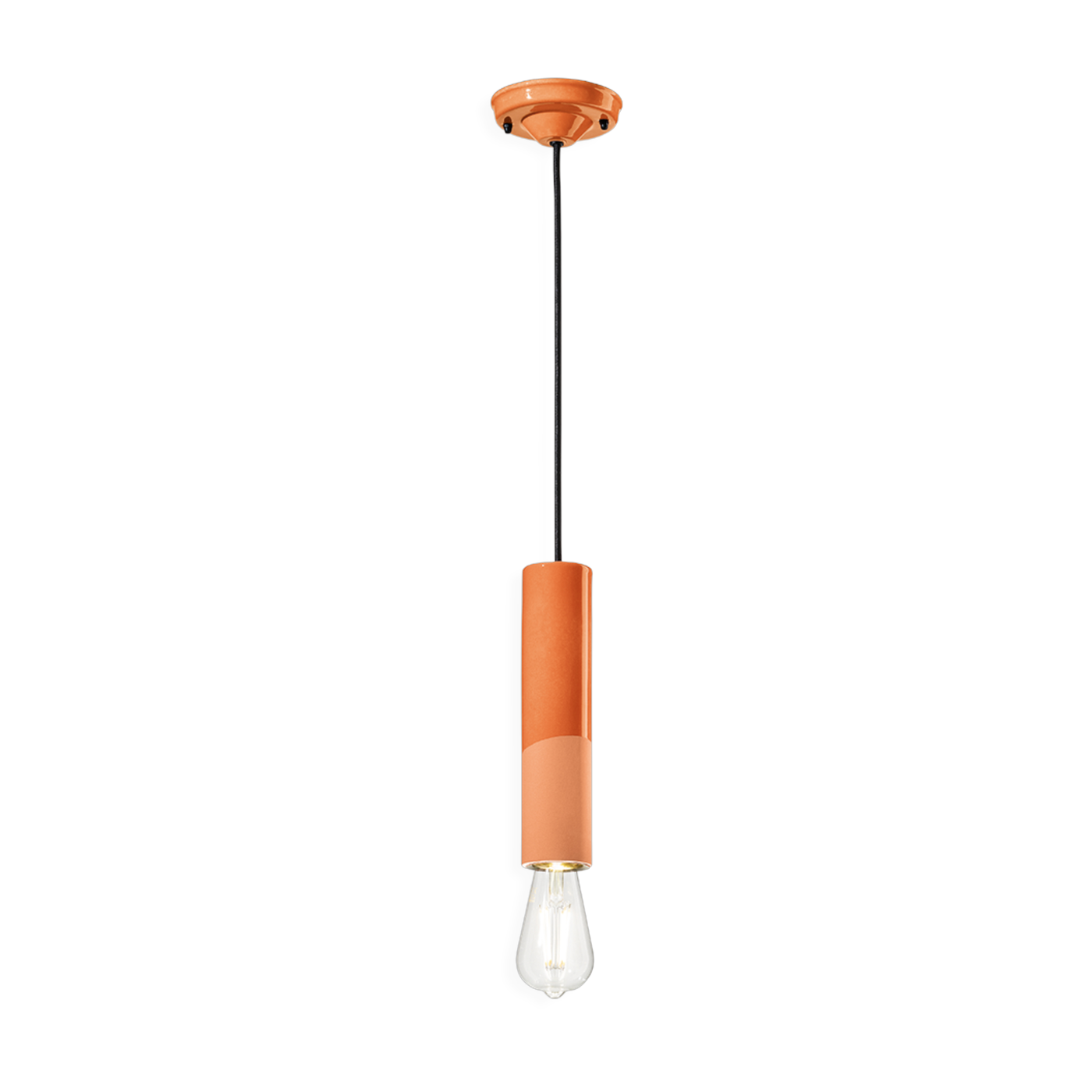Suspension en céramique orange pêche 5,5x25cm PI - Ferroluce