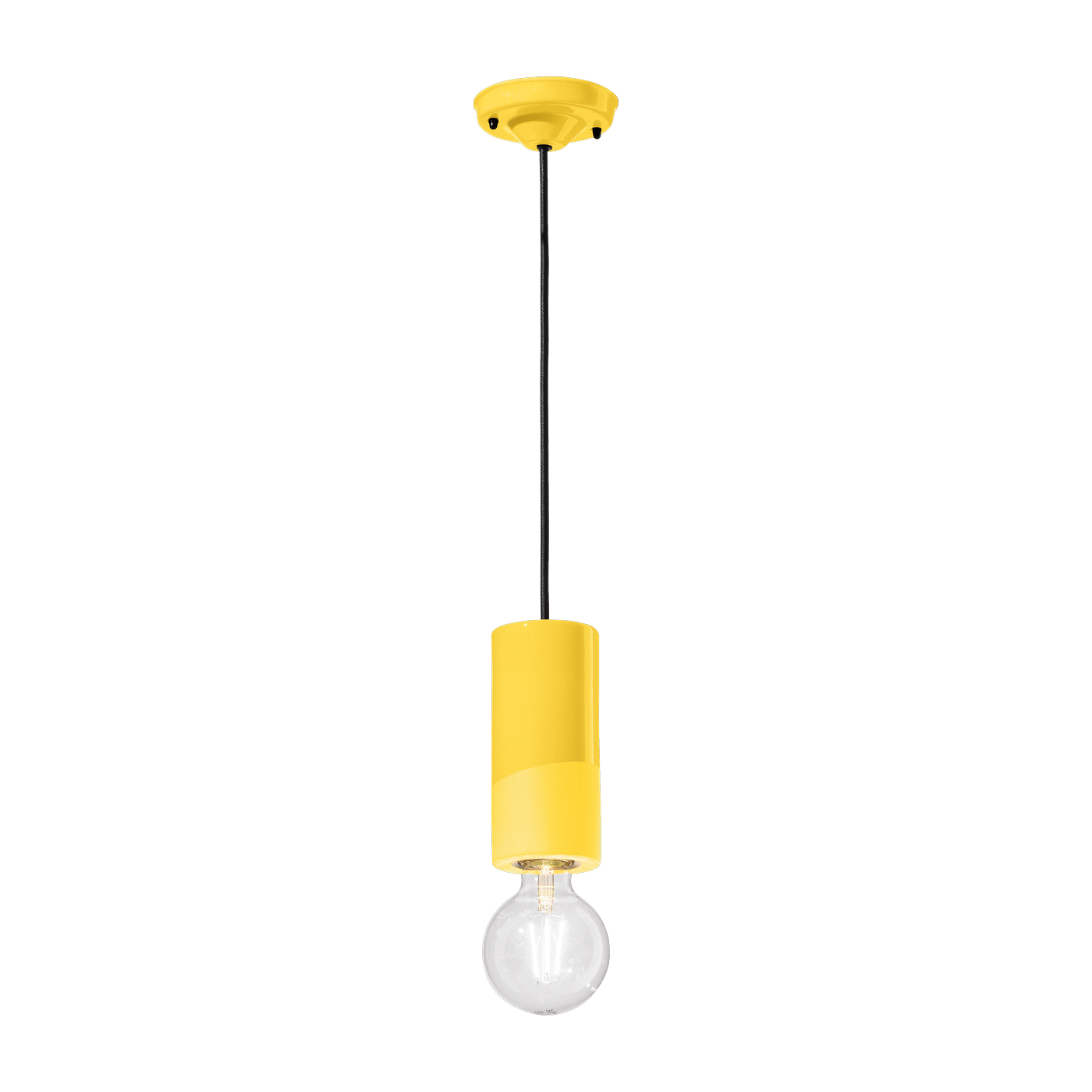 Lemon yellow ceramic pendant 8x18cm PI - Ferroluce