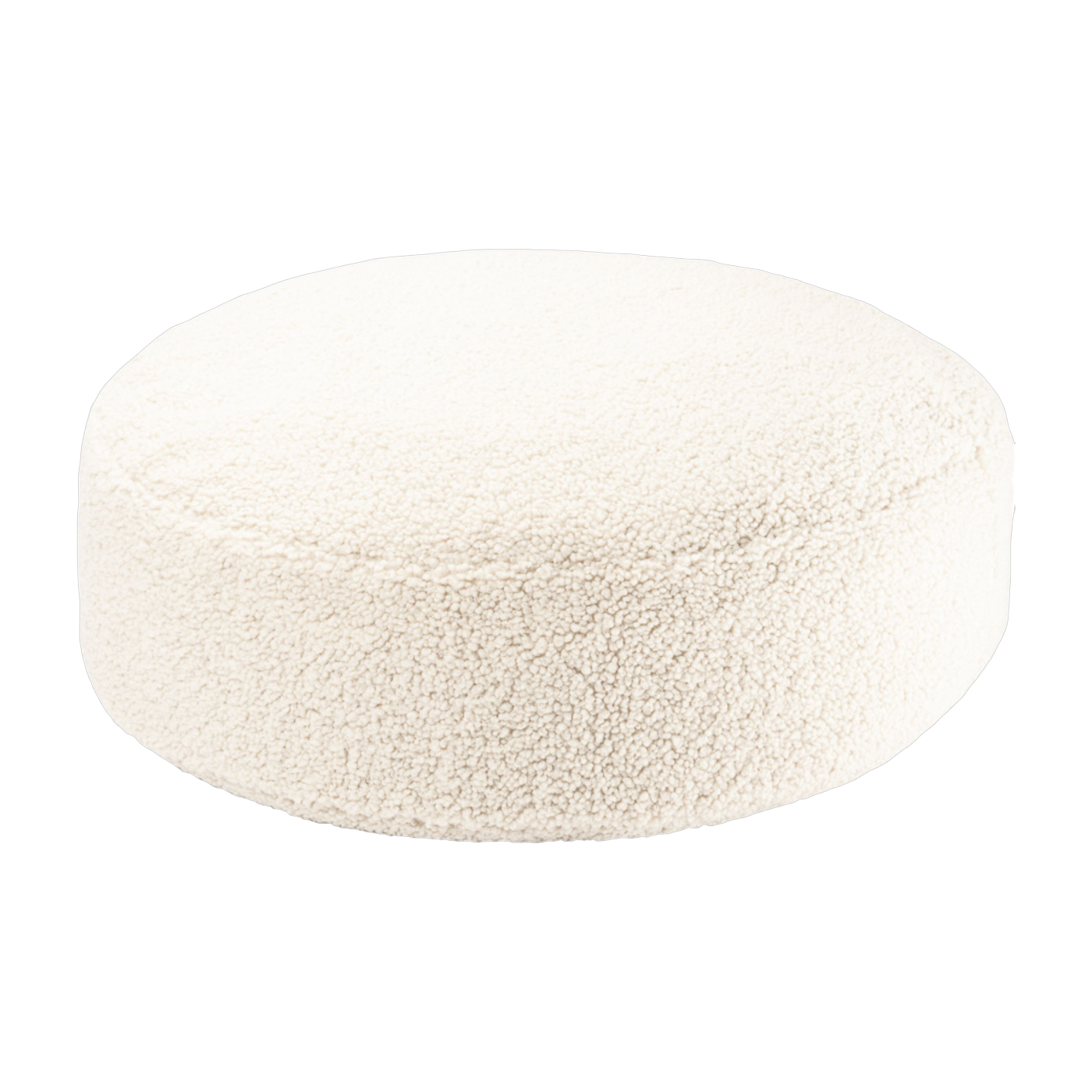 Puff redondo en sherpa rizada crema 65cm Beanbgas - Wigiwama