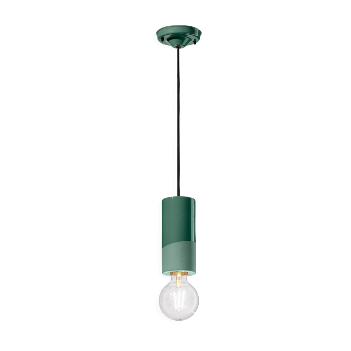 Suspension en céramique verte bouteille 8x18cm PI - Ferroluce