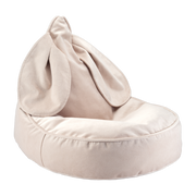 Pouf Sessel Hase aus beigem Samt 75x65cm Beanbags - -. Wigiwama