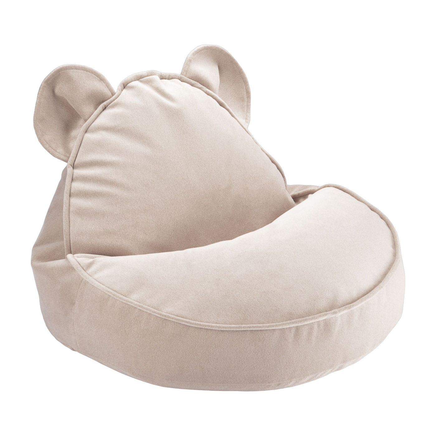 Beanbags Puff de terciopelo beige con forma de oso 75x65cm - Wigiwama