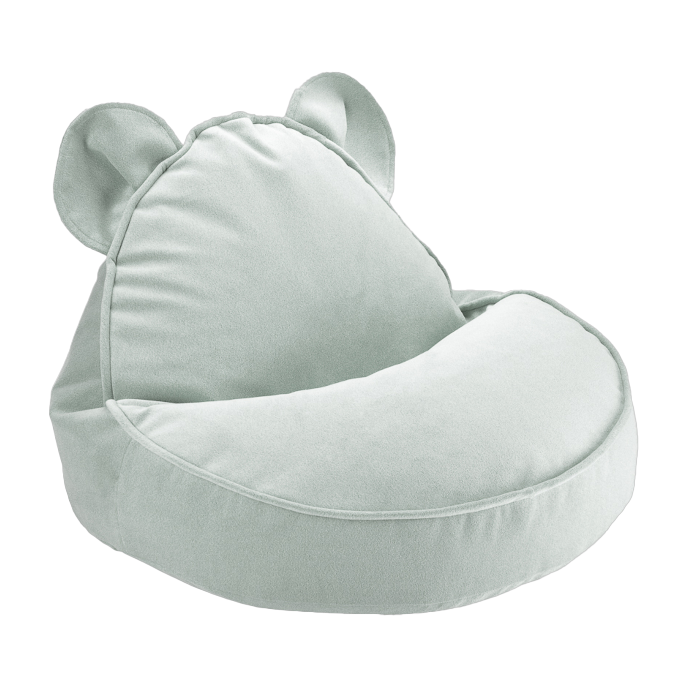 Beanbags Puff de terciopelo verde agua con forma de oso 75x65cm - Wigiwama