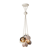 Sospensione a 6 luci in vetro e ceramica grigio, marrone e crema 13x14 cm Afoxé - Ferroluce
