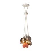 Lampada a sospensione 6 lampade in vetro e ceramica grigio, marrone e arancione 13x14cm Afoxé - Ferroluce