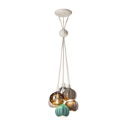 Lampada a sospensione a 6 luci in vetro e ceramica di colore grigio, marrone e turchese 13x14cm Afoxé - Ferroluce