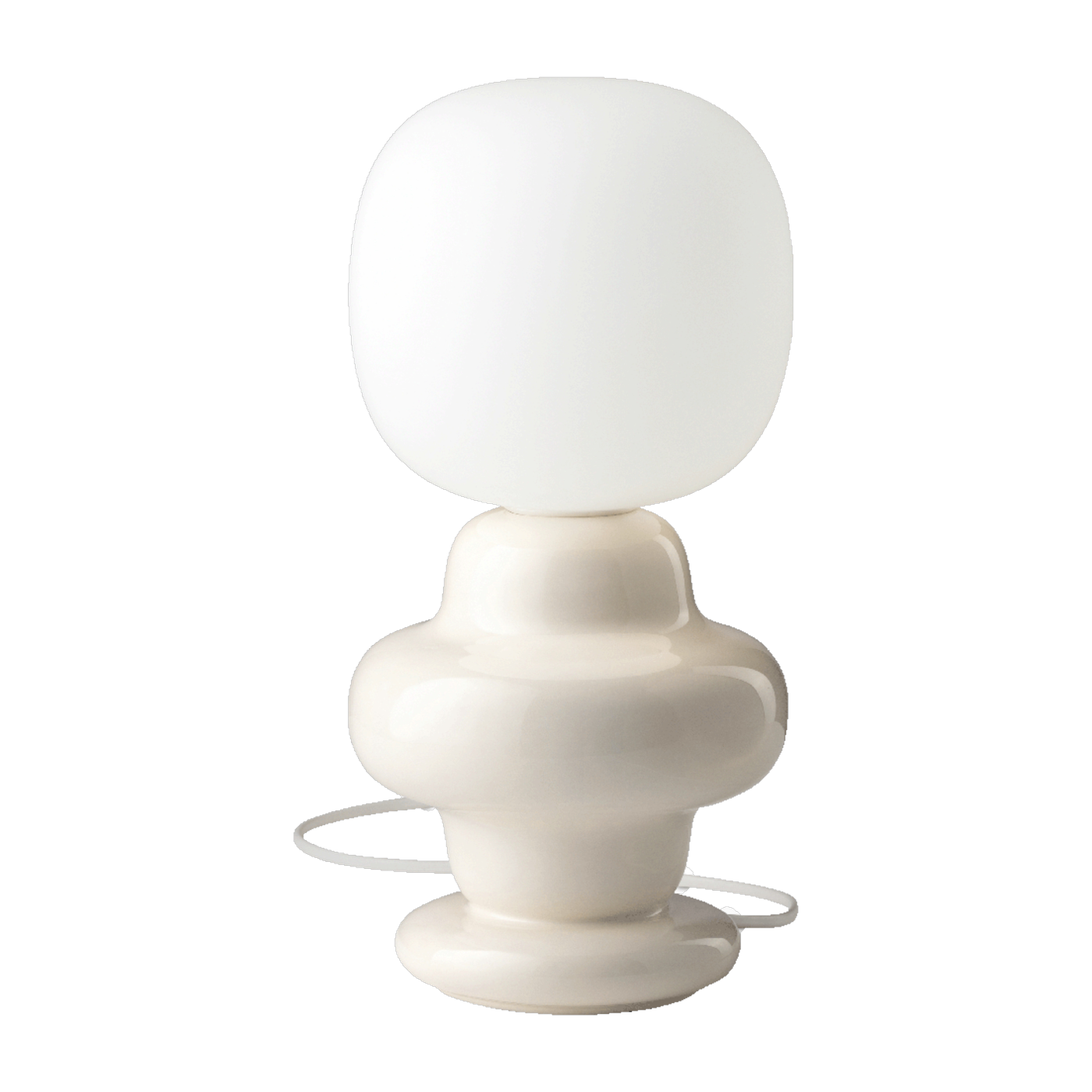 Lampe de table en verre opalin et céramique crème 17x35cm Copacabana - Ferroluce