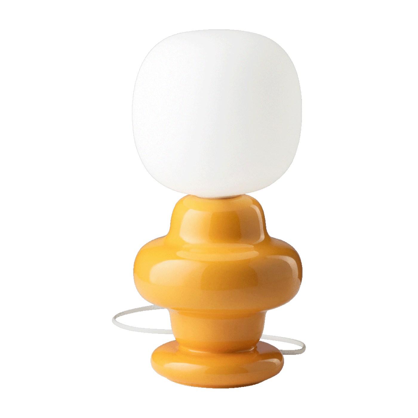 Lampe de table en verre opalin et céramique jaune citron 17x35cm Copacabana - Ferroluce