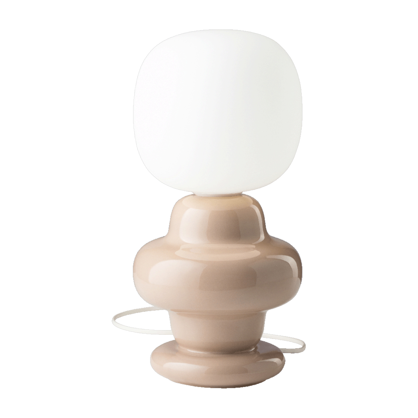 Lampe de table en verre opalin et céramique gris sable 17x35cm Copacabana - Ferroluce