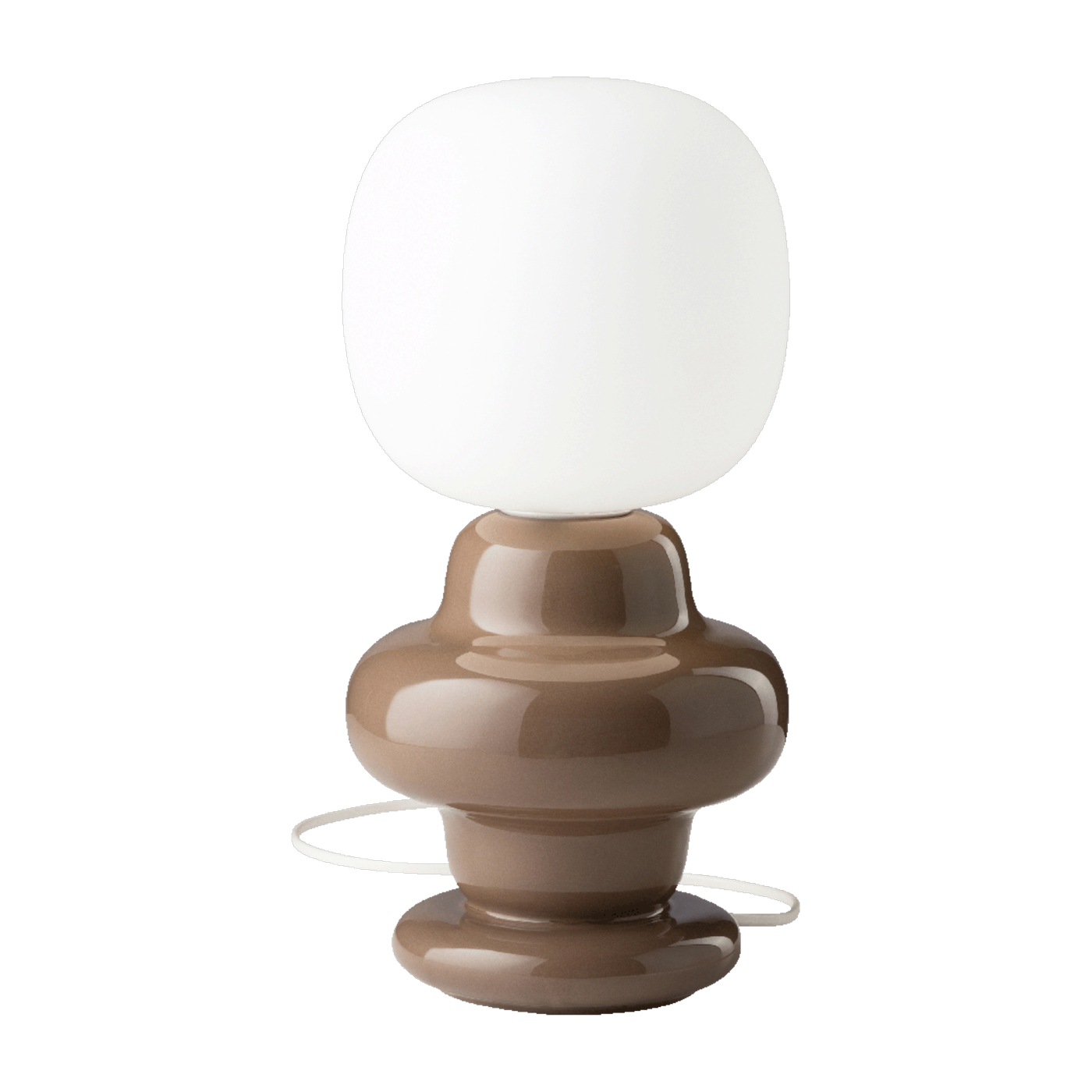 Lampe de table en verre opalin et céramique marron moka 17x35cm Copacabana - Ferroluce
