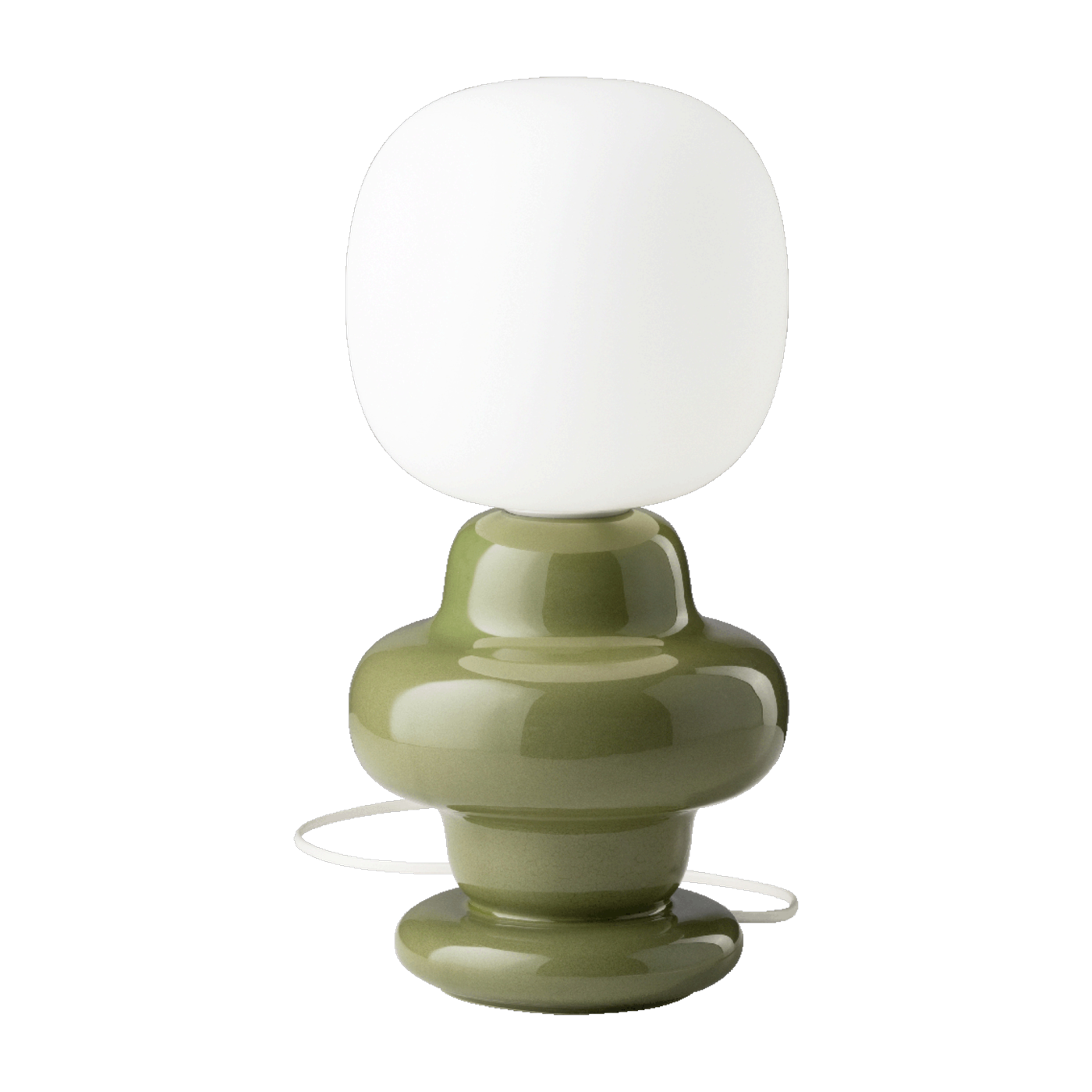 Lampe de table en verre opalin et céramique verte sauge 17x35cm Copacabana - Ferroluce
