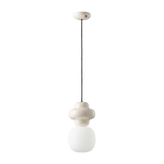 Suspension en verre opalin et céramique crème 17x32cm Copacabana - Ferroluce