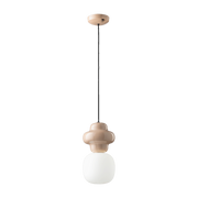 17x32cm Copacabana opal glass and sand grey ceramic pendant - Ferroluce