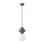moka Lampada a sospensione in vetro opalino e ceramica marrone 17x32cm Copacabana Ferroluce
