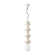 Hanging lamp in opaline glass and cream ceramic 17x80cm Copacabana - Ferroluce