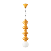 17x80cm Copacabana opal glass and lemon yellow ceramic pendant - Ferroluce