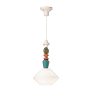 Milk-white ceramic and glass pendant 31x56cm Lariat - Ferroluce