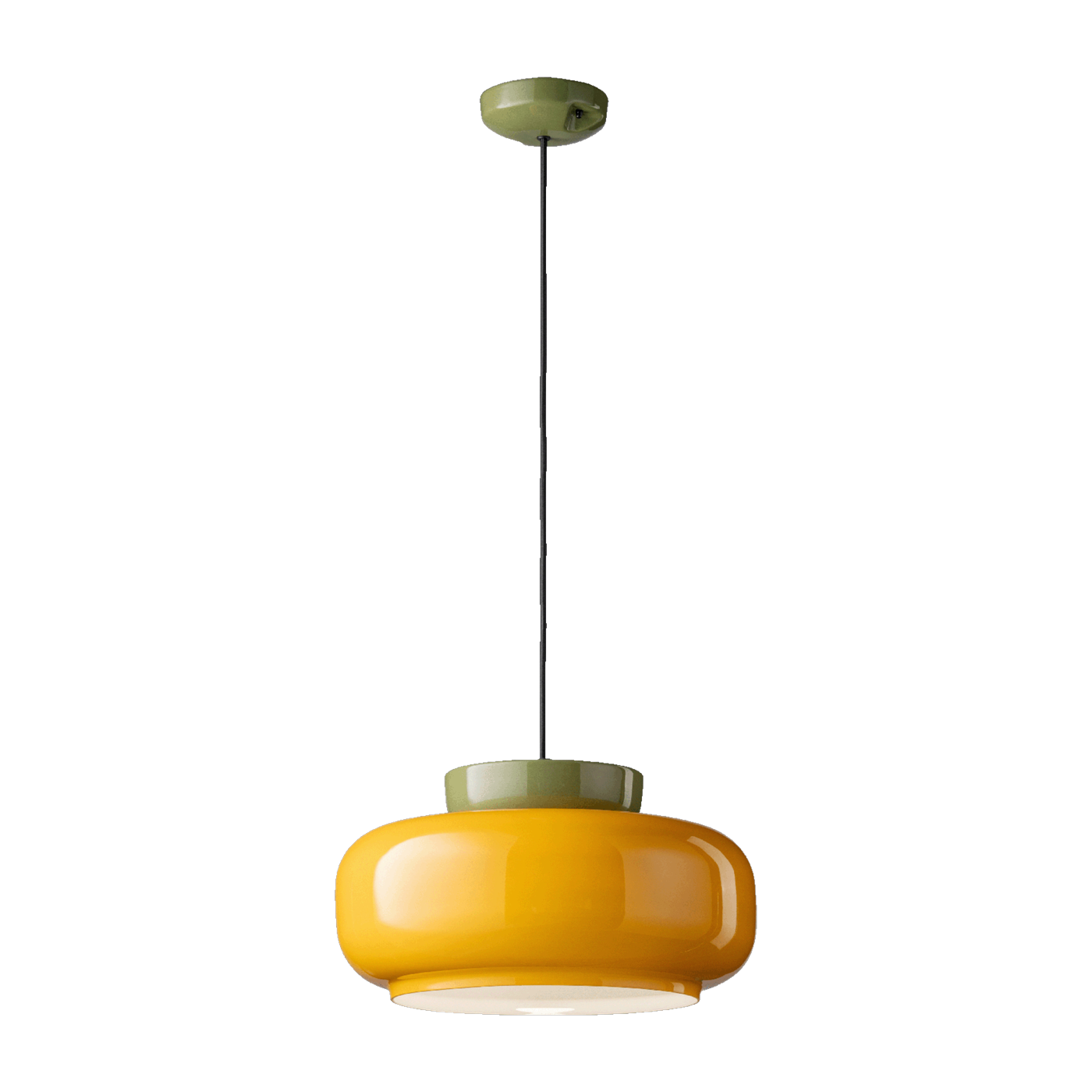 Lemon yellow ceramic pendant 37x20cm Maracanà - Ferroluce