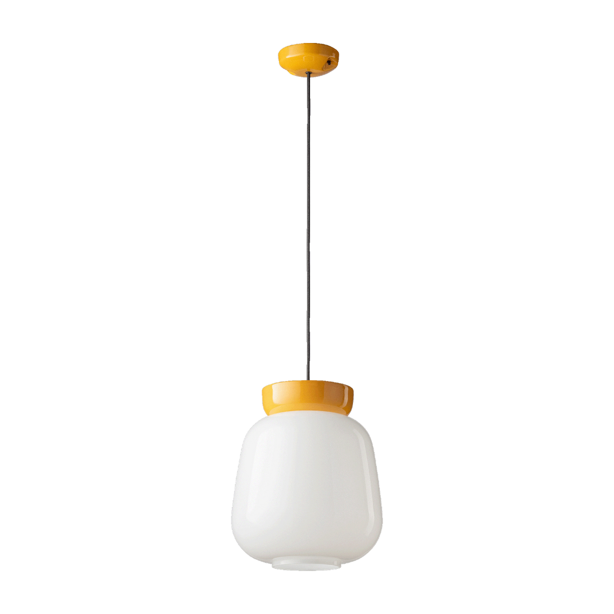Milk-white glass and sage-green ceramic pendant 29x34cm Corcovado - Ferroluce