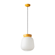 Milk-white glass and sage-green ceramic pendant 29x34cm Corcovado - Ferroluce