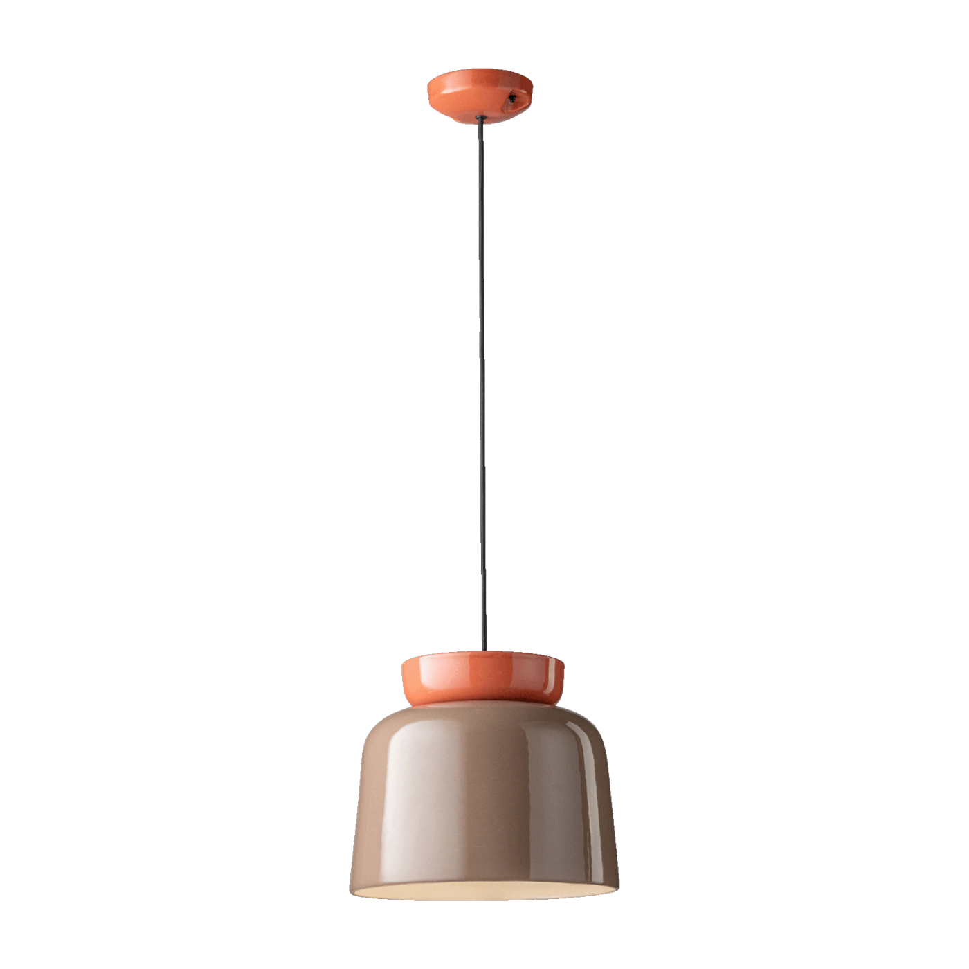 Ceramic pendant lamp orange pokè and brown moka 27. 5x25cm Corcovado - Ferroluce