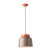 Ceramic pendant lamp orange pokè and brown moka 27. 5x25cm Corcovado - Ferroluce