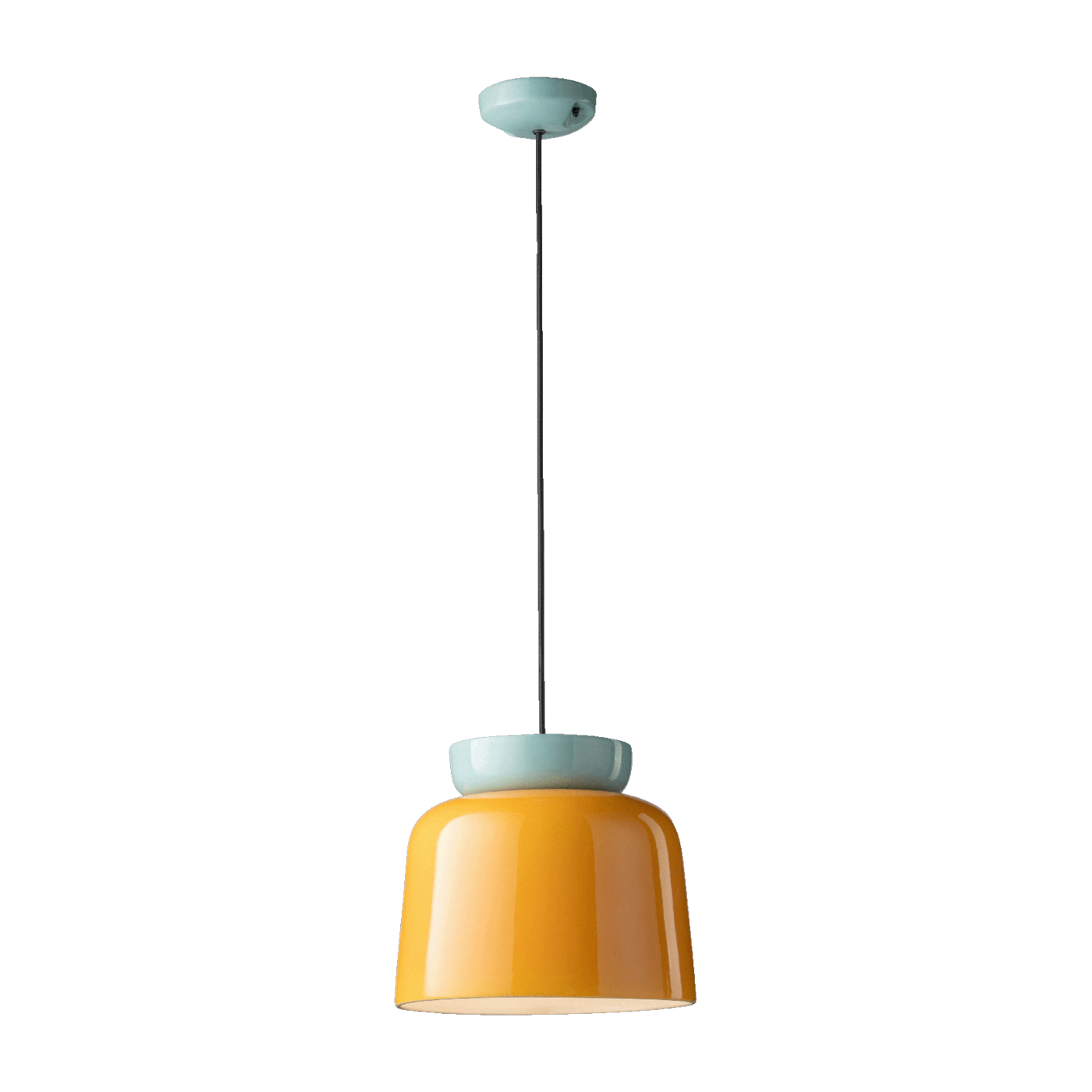 Lemon yellow and turquoise ceramic pendant lamp 27. 5x25cm Corcovado - Ferroluce