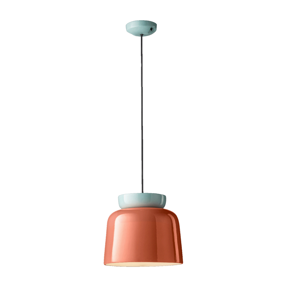 Ceramic pendant lamp orange pokè and turquoise 27, 5x25cm Corcovado - Ferroluce