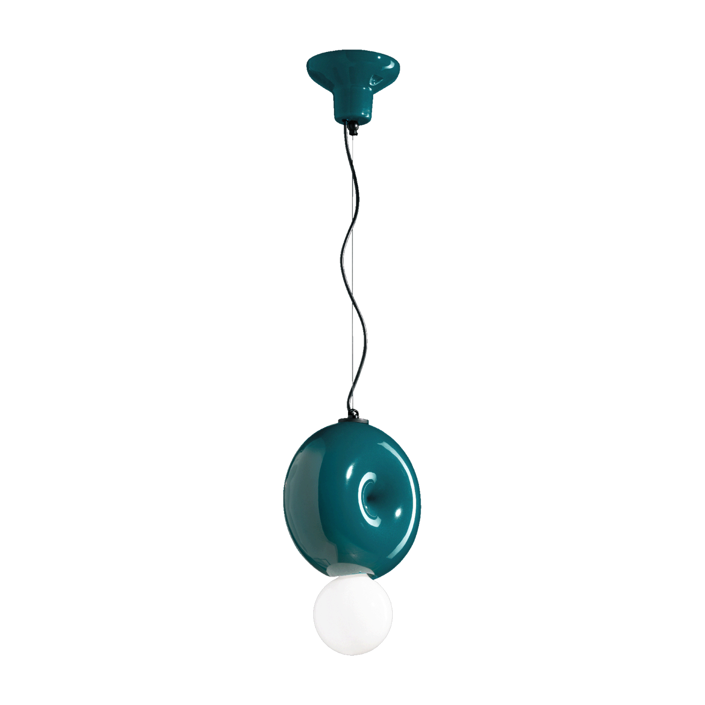 Ceramic pendant light petrol green 29x25cm Bumbum - Ferroluce
