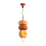 Lampada a sospensione a 3 elementi in ceramica gialla e arancione pokè 25x50cm Bumbum - Ferroluce