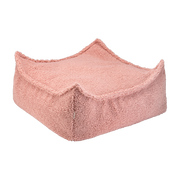 Puff sherpa cuadrado rosa rizado 60x60cm Beanbgas - Wigiwama