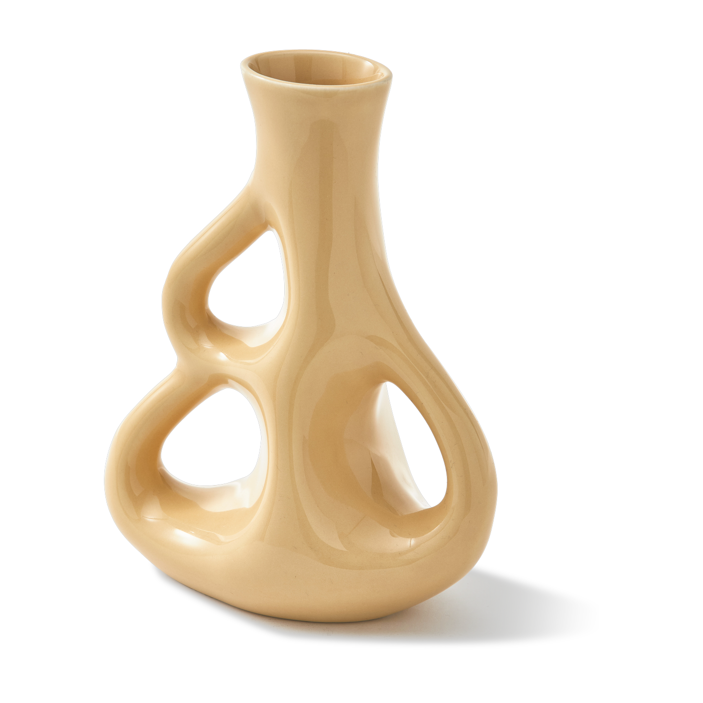 Vase dreiohrig aus beigem Steingut 17x9x21cm -. Pols Potten