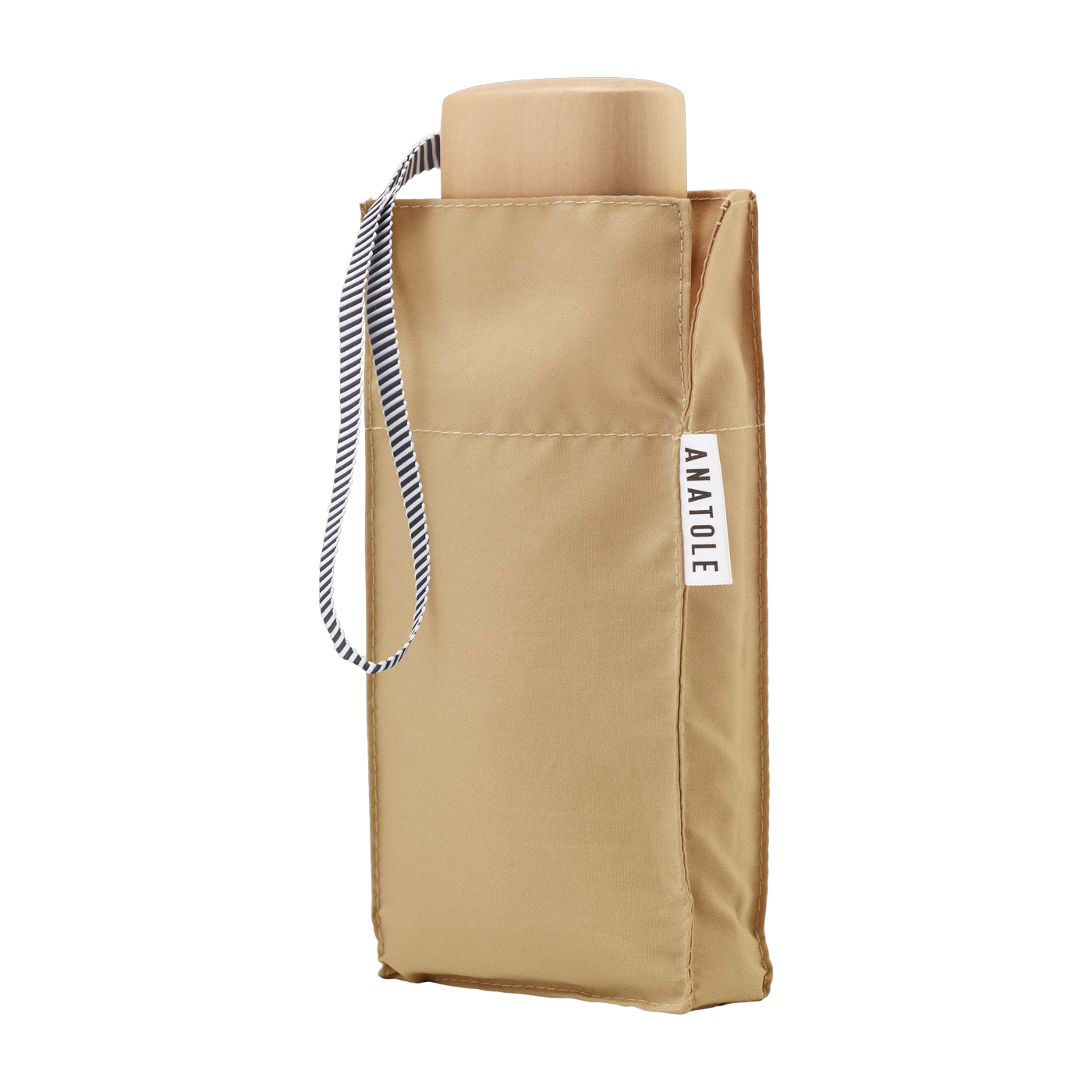 Mini 17. 5cm Camille wood and recycled canvas umbrella - cream beige Anatole