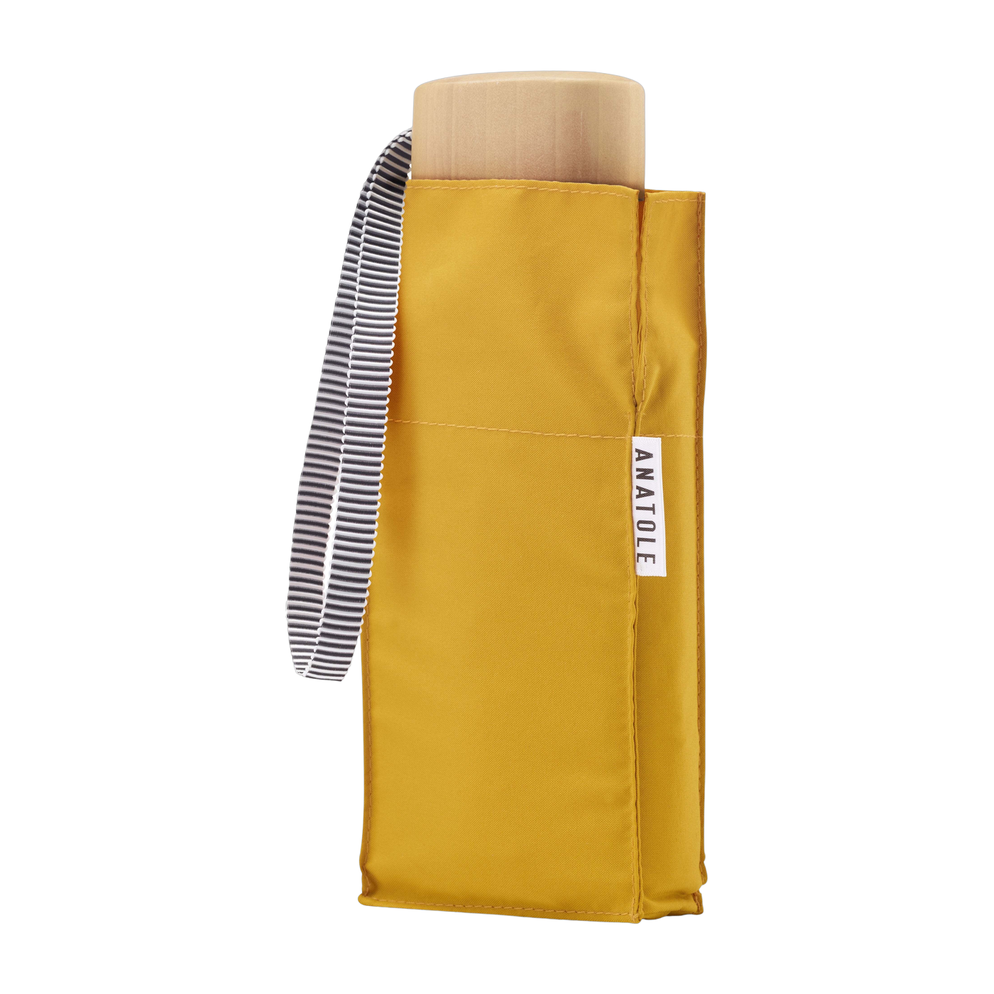 Mini 17. 5cm Martin mustard-yellow wooden and recycled canvas umbrella Anatole