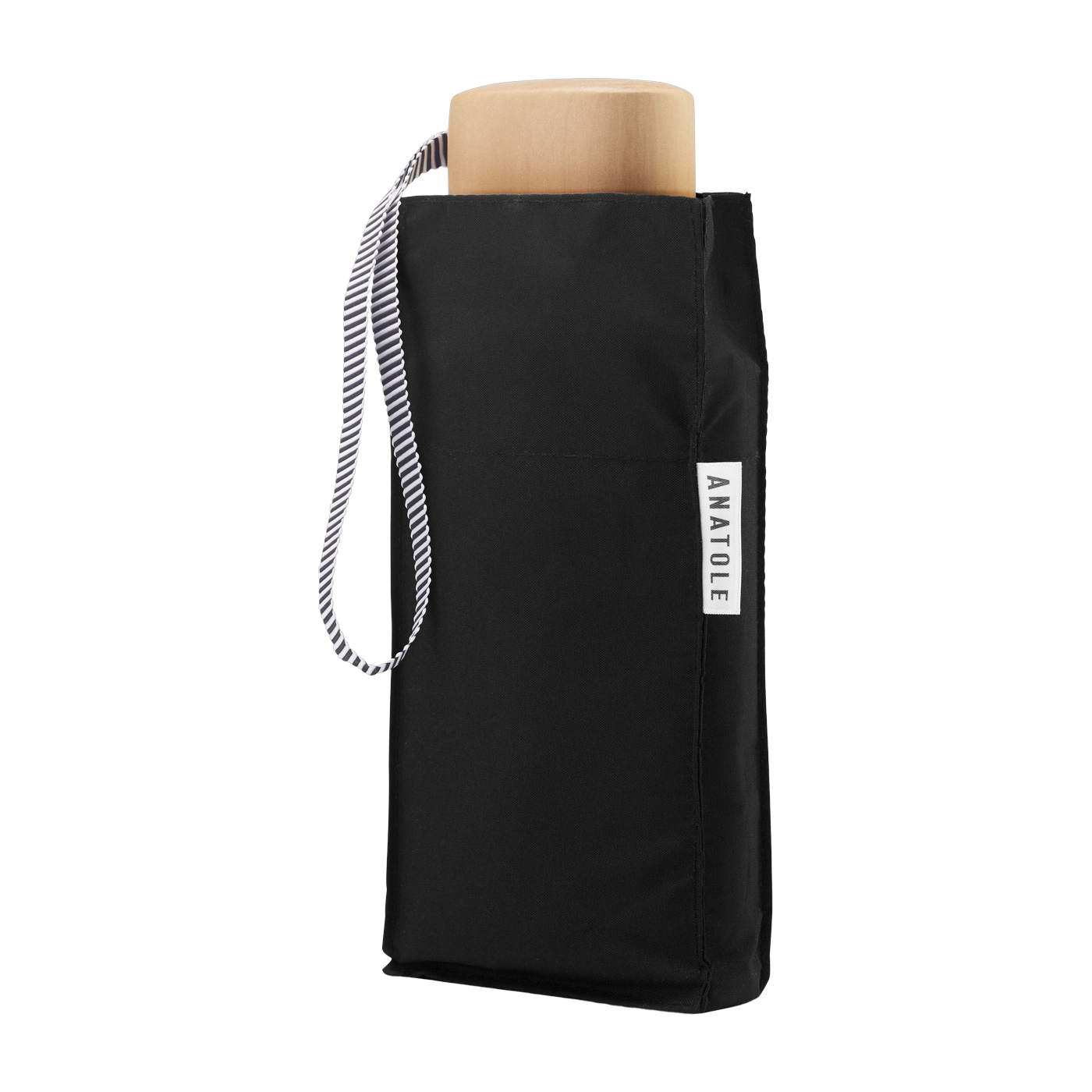 Mini 17. 5cm Jane wood and black recycled canvas umbrella - Anatole