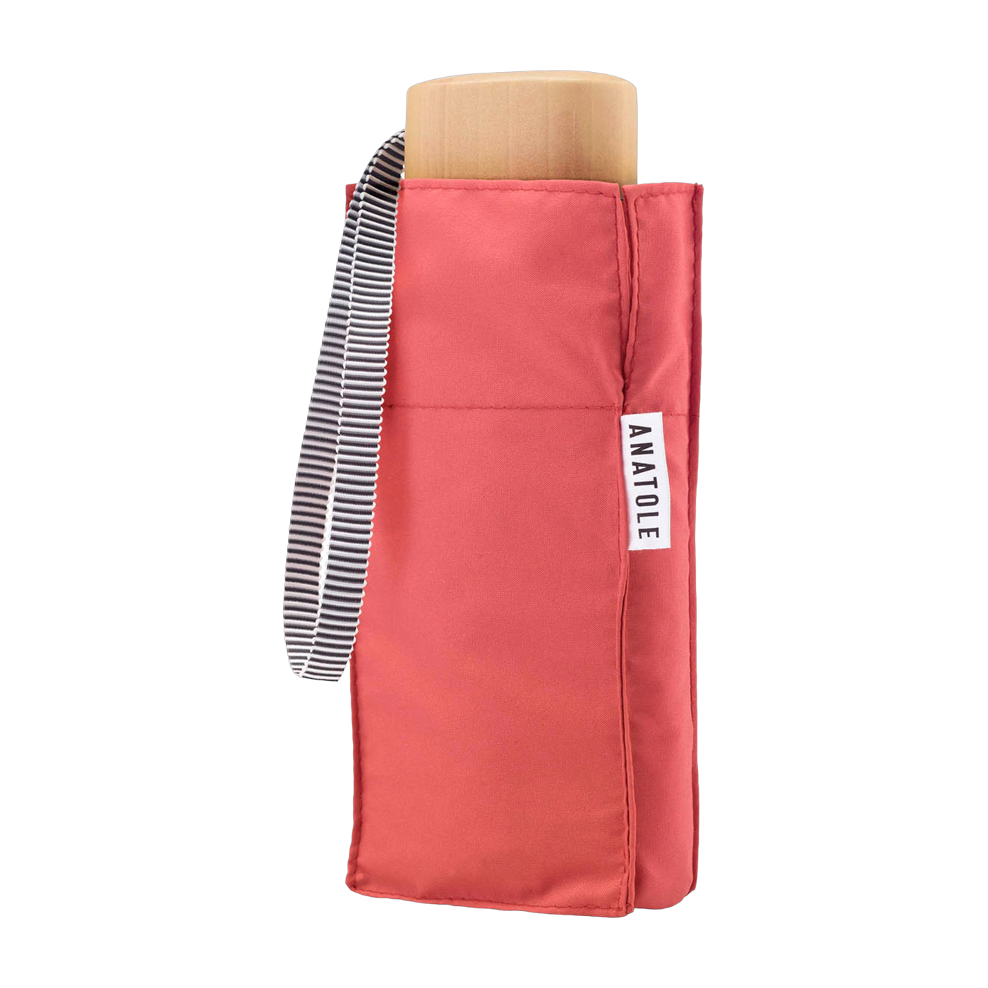 Mini 17. 5cm Pina umbrella, wood and recycled canvas, sorbet pink - Anatole
