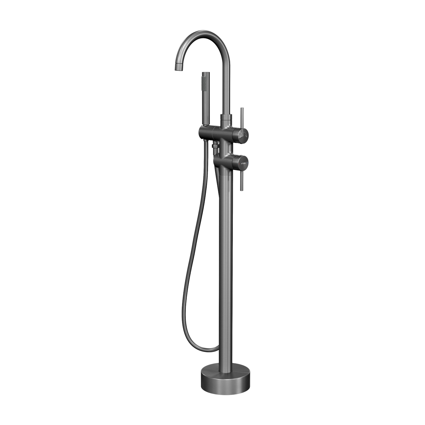 Robinet mitigeur bain-douche sur pied en laiton gun métal Corbeau - Kroos