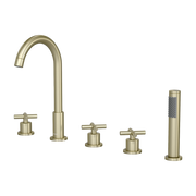 5-hole bath/shower mixer tap on plage in brushed gold brass Corbeau - Kroos